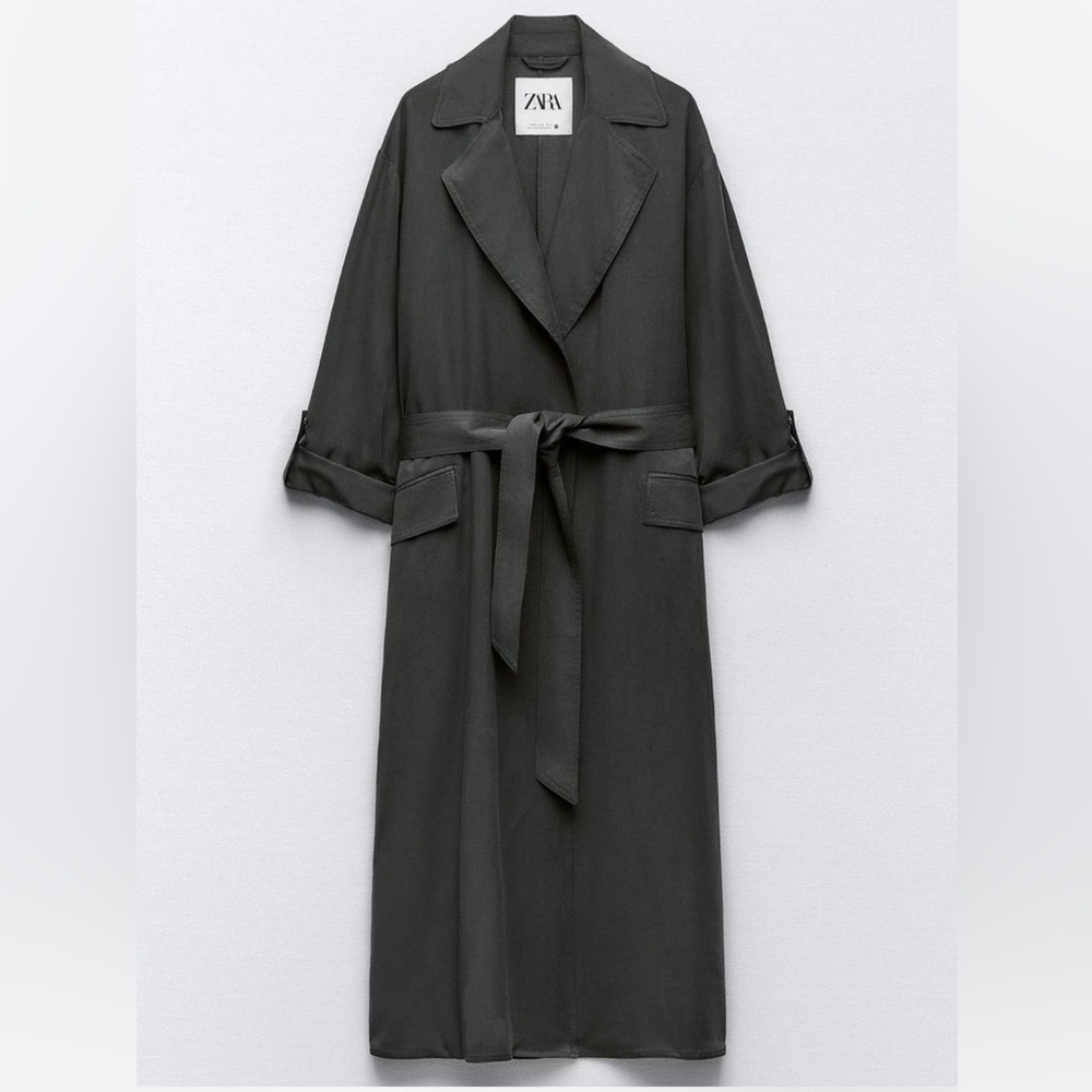 Zara Dark Gray Belted Coat
